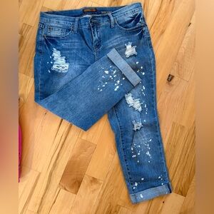 Bogart Distressed Jeans Paint Splatter Cuffed Hem Size 9 Juniors